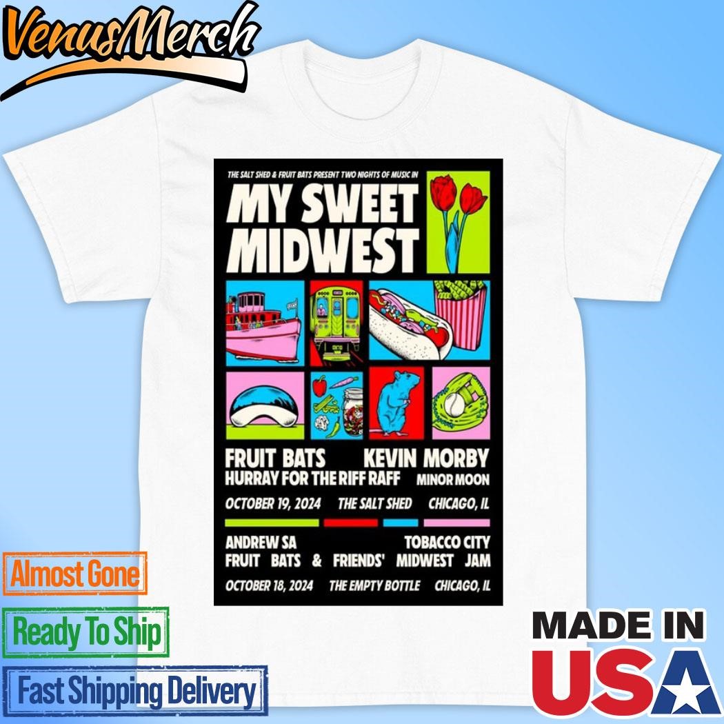 Official The Salt Shed & Fruit Bats My Sweet Midwest Oct 18-19 2024 in Chicago IL Poster Shirt