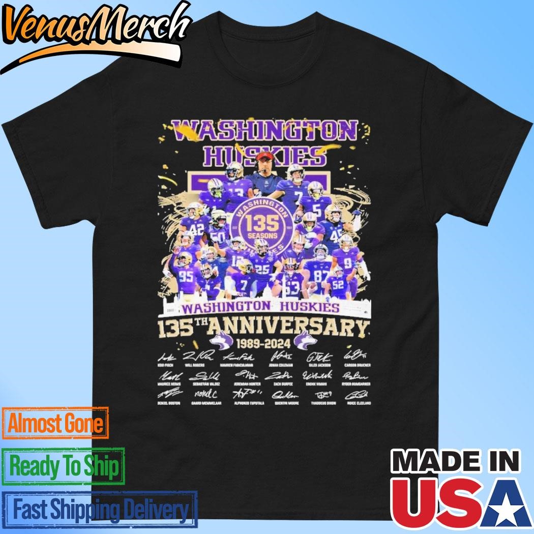 Official Washington Huskies 135th Anniversary 1889-2024 Thank You T-Shirt