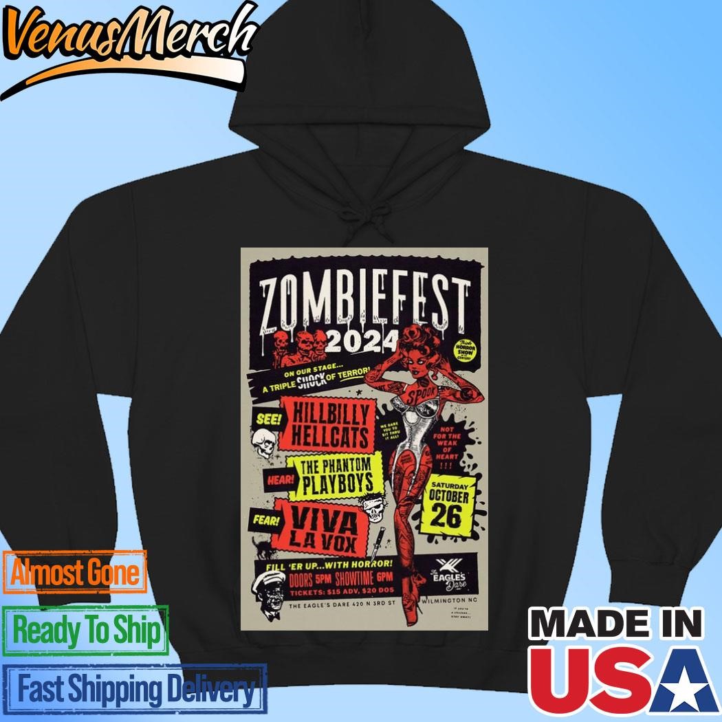 Official Zombiefest Oct 26 2024 The Eagle's Dare In Wilmington NC Tour Poster Hoodie