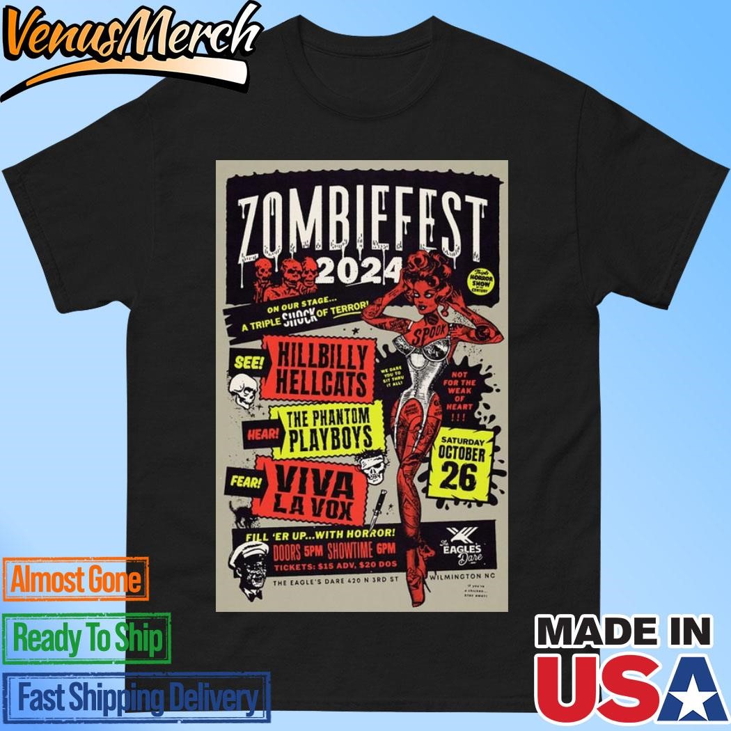 Official Zombiefest Oct 26 2024 The Eagle's Dare In Wilmington NC Tour Poster Shirt