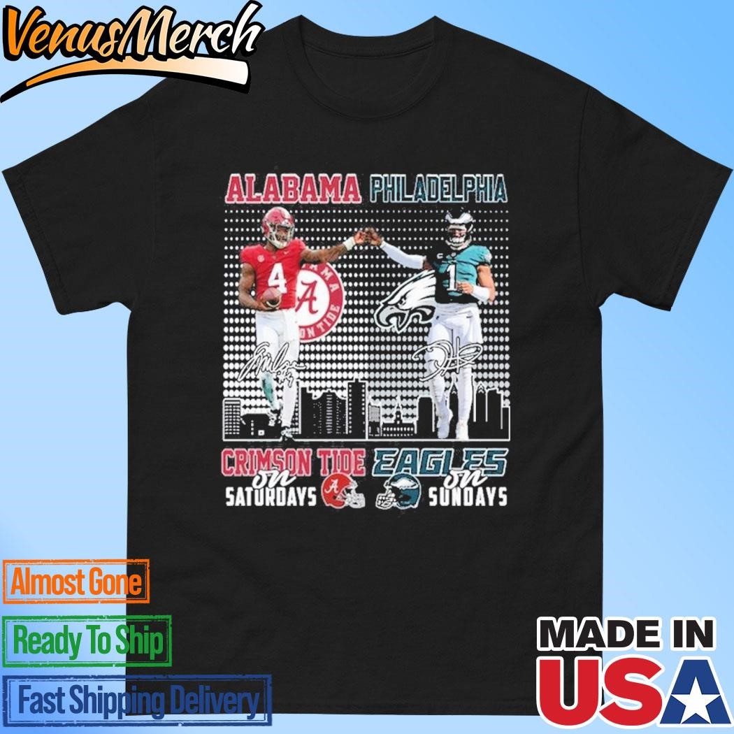 Official Alabama Crimson Tide On Saturdays Philadelphia Eagles On Sundays 2024 T-Shirt