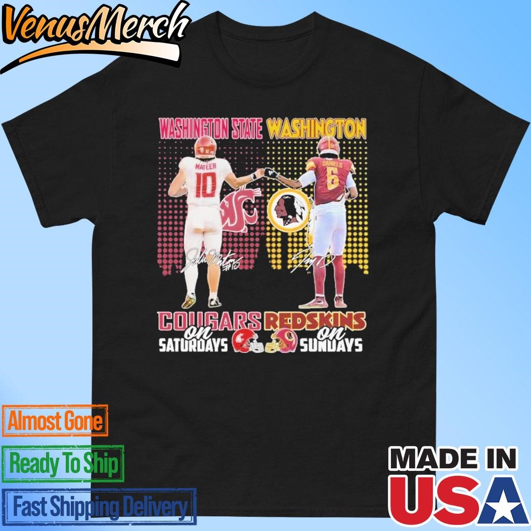 Official Washington State Cougars On Saturdays x Washington Redskins On Sundays T-shirts