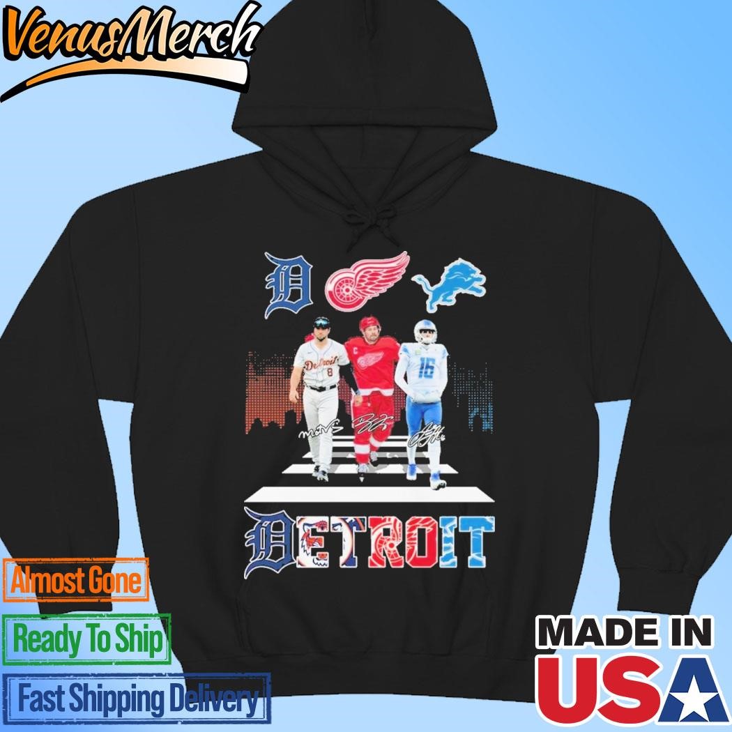 Official aDetroit Lions Detroit Tigers Red Wings All The Legends Of Club History Hoodie